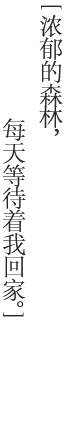 「豊かな森が、わたしの帰りを待っている。」